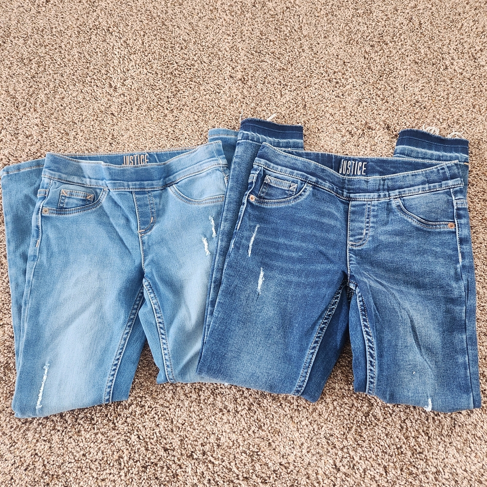 Justice Girls Light and Dark Blue Skinny Jeans
